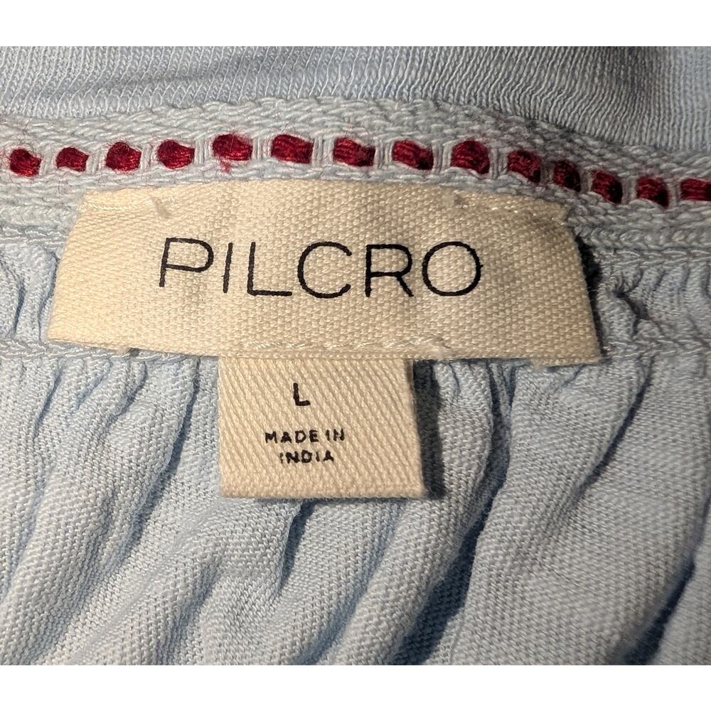 Pilcro Light Blue Smocked Short-Sleeve Peplum Top - Picture 6 of 7